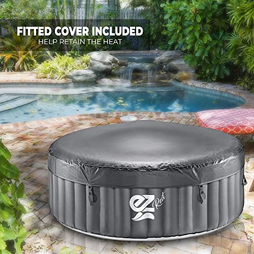 LED Lights SereneLife Outdoor Portable Hot Tub 71 x 25'' 4-Person Round Inflatable Heated Pool Spa with 100 Bubble Jets Cover and Remote Control Filter Pump 