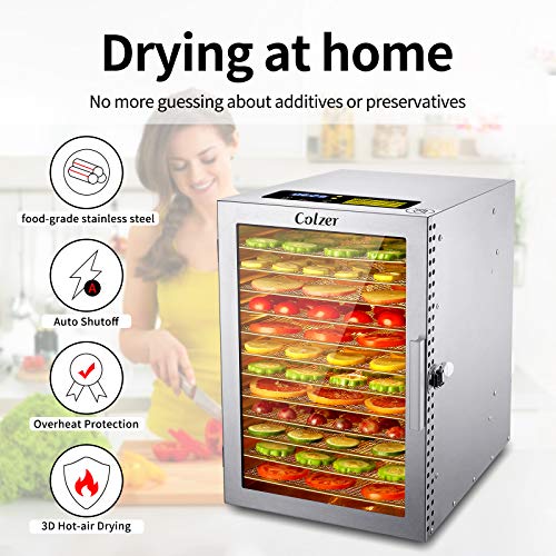 Colzer Food Dehydrator 12 Stainless Steel Trays, Food Dryer for Fruit,  Meat, Beef, Jerky, Herbs, with Adjustable Timer and Temperature Control –  Hydropolis