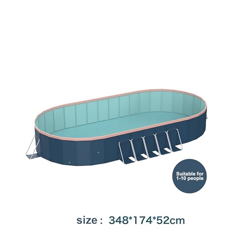 BravSco Foldable Oval Pool, Deep Blue, 138 x 69 x 20 in