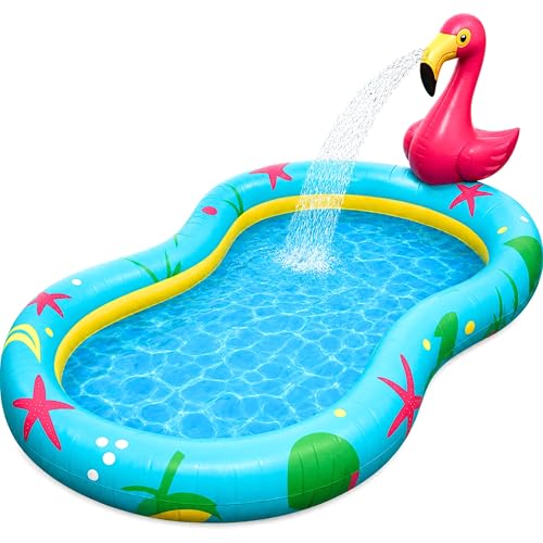 Atlasonix POOL_FLAMINGO Multicolor Kiddie Pool with Sprinkler