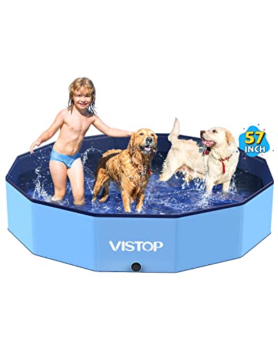 VISTOP DOG POOL Foldable Hard Shell Kiddie Pool, Blue, XL 57 x 12