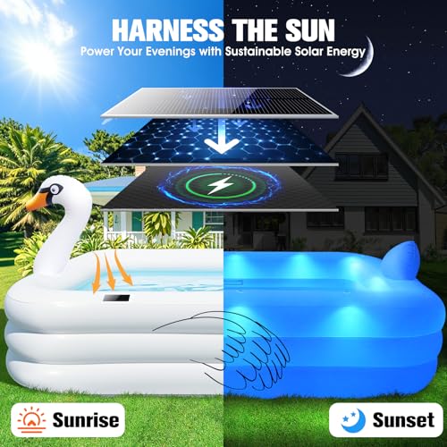 FunBy DA365SW White Solar Swan Inflatable Pool 100 x 63 x 20