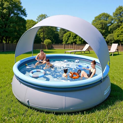 Bcofo ZTDTOOUYC Round Inflatable Pool with Canopy, 360x76cm