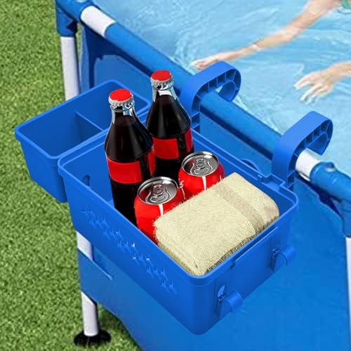 SEYIMTU Poolside Storage Basket, Blue Adjustable ABS Tray
