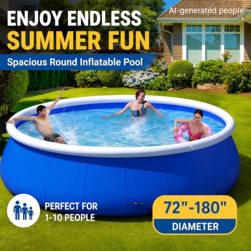 VIBRFURE 1 Blue Inflatable Top Ring Pool, 120"L x 30"H