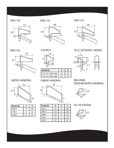 S.R. Smith DMS-103A Stainless Steel Deck Mounted Pool Handrail