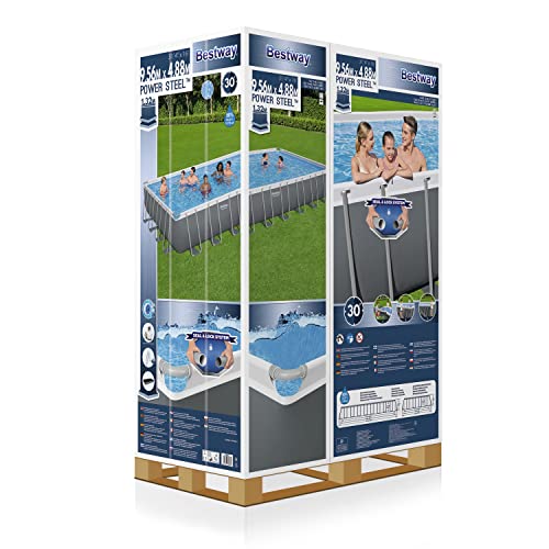 Bestway 56623 Power Steel Frame Pool Set, Gray, 955x488x132 cm