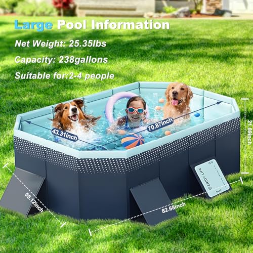 COBOPANDA B0210T Blue Foldable Kiddie Pool 83" x 55" x 22"