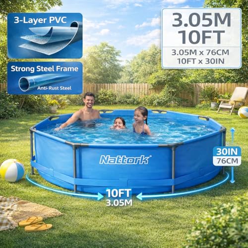 Nattork 10-Foot x 30-Inch Above Ground Pool, Blue, 8KP122