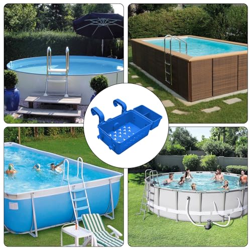 SEYIMTU Poolside Storage Basket, Blue Adjustable ABS Tray