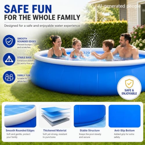 VIBRFURE 1 Blue Inflatable Top Ring Pool, 120"L x 30"H