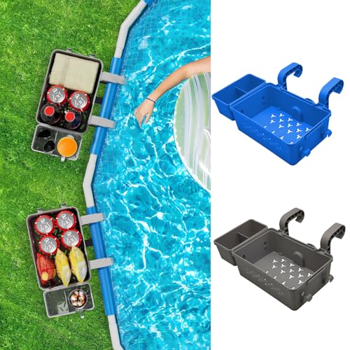 SEYIMTU Poolside Storage Basket, Blue Adjustable ABS Tray