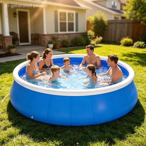 VIBRFURE 1 Blue Inflatable Top Ring Pool, 120"L x 30"H